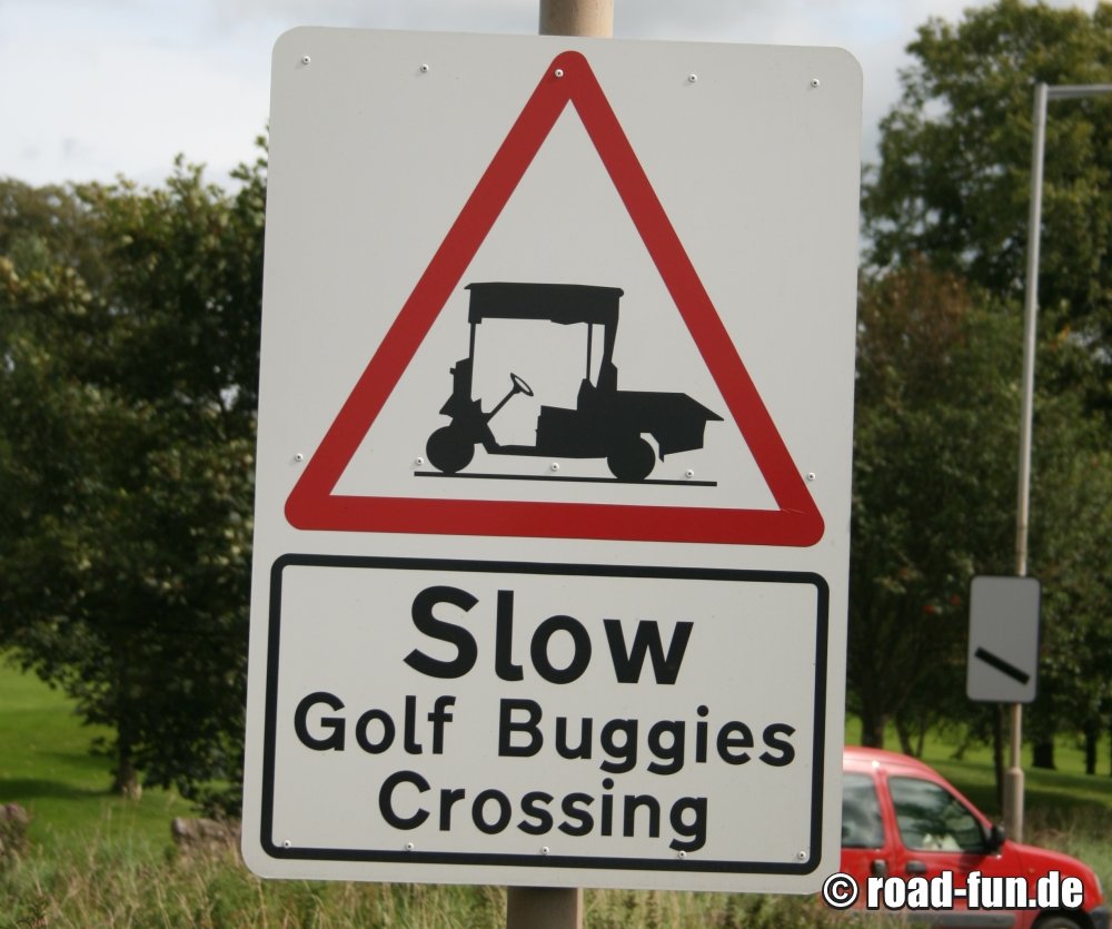 Gefahrenschild England - Golf Buggies