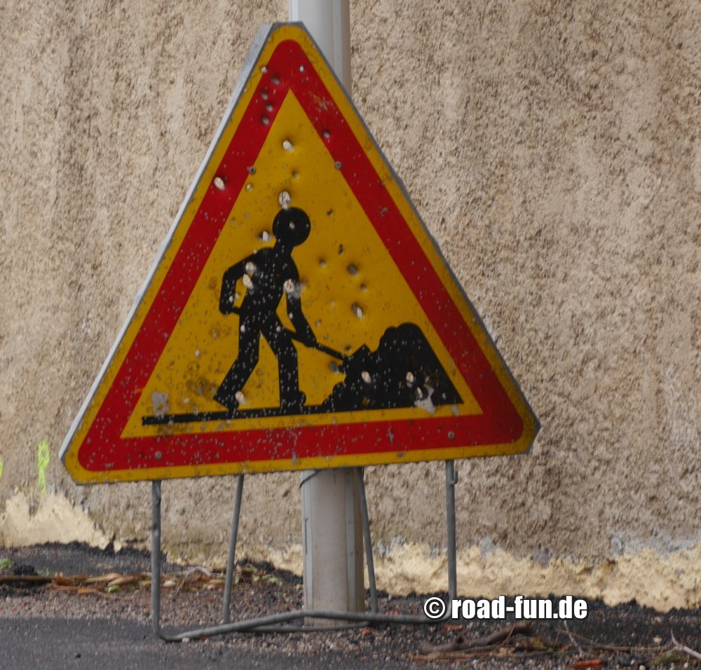 Gefahrenschild Korsika - Baustelle