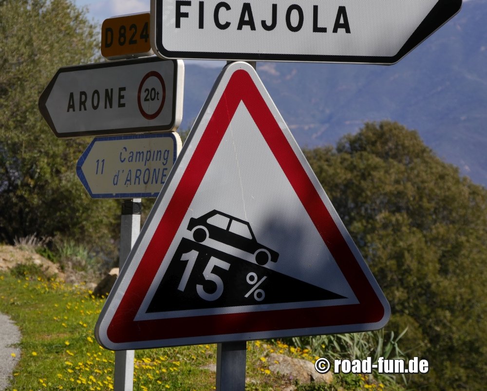 Gefahrenschild Korsika - Gefälle