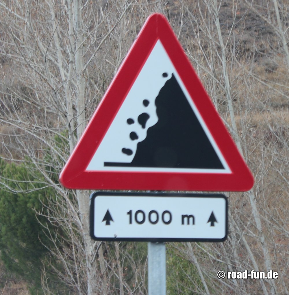 Gefahrenschild Spanien - Steinschlag