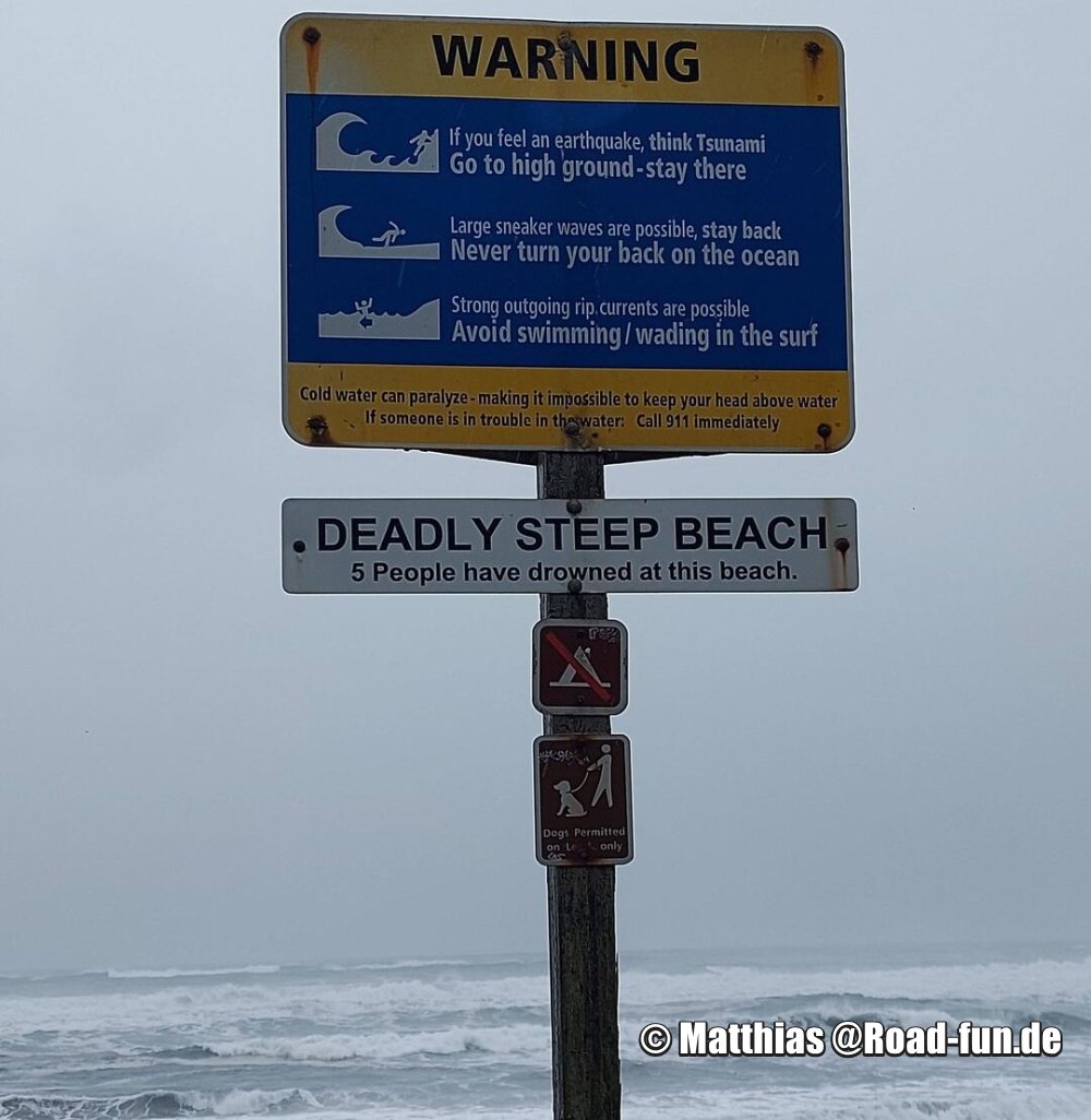 Gefahrenschild USA - Gefahren am Strand