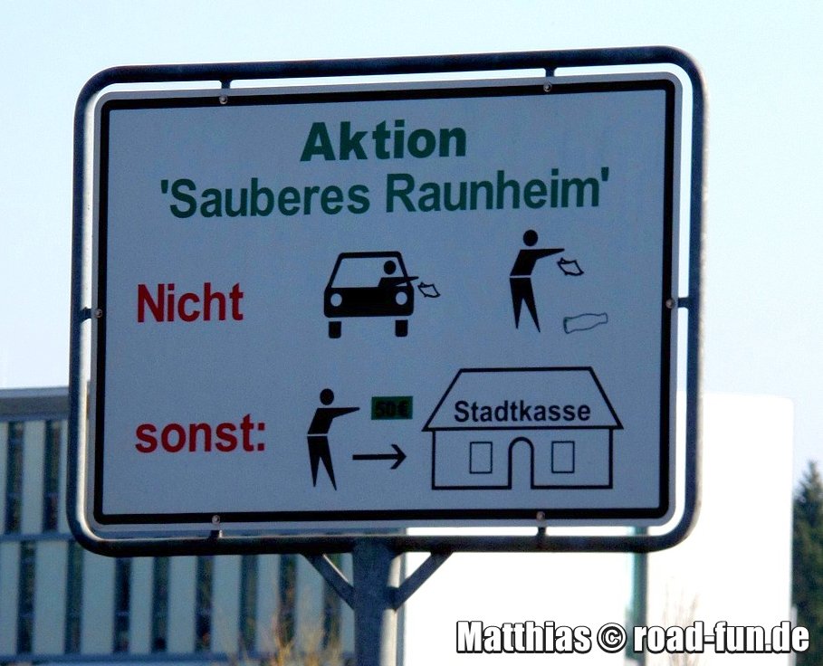 Hinweisschild Deutschland - Aktion Sauberes Raunheim