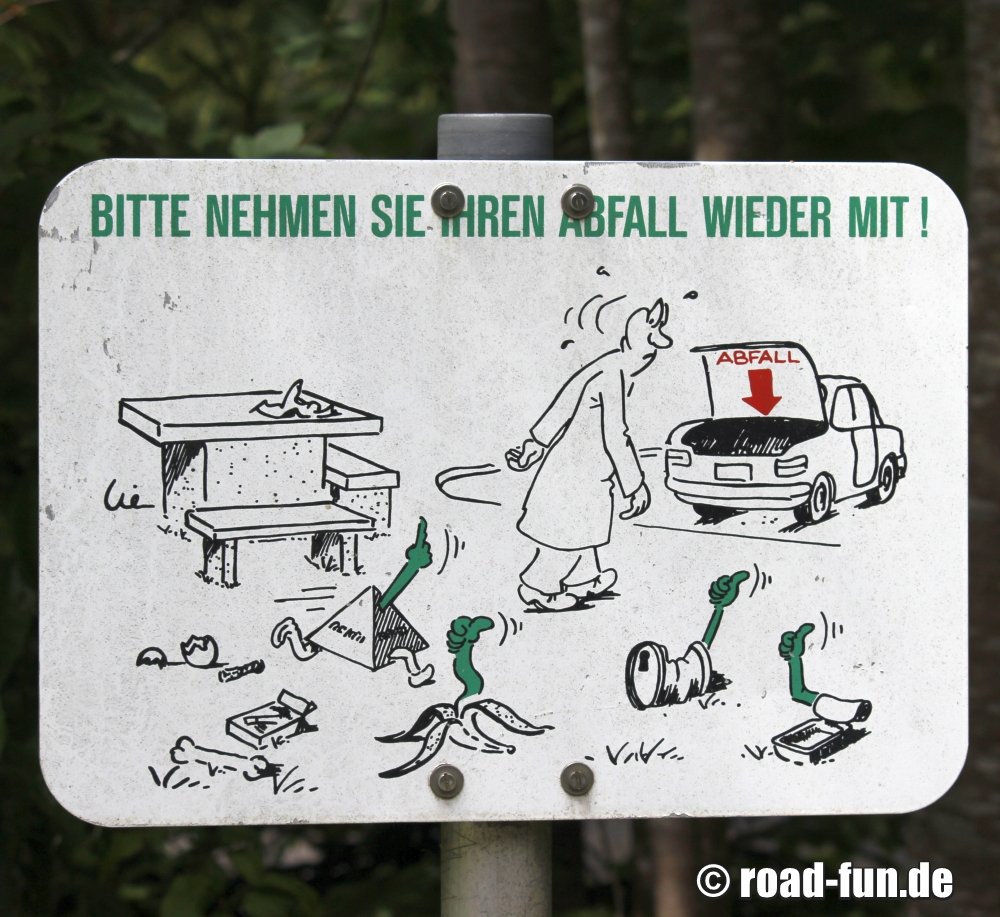 Hinweisschild Deutschland - Abfall wieder mitnehmen