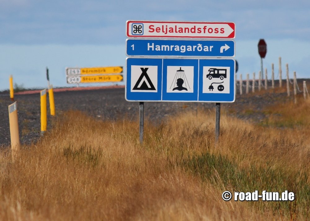 Hinweisschild Island - Campingplatz