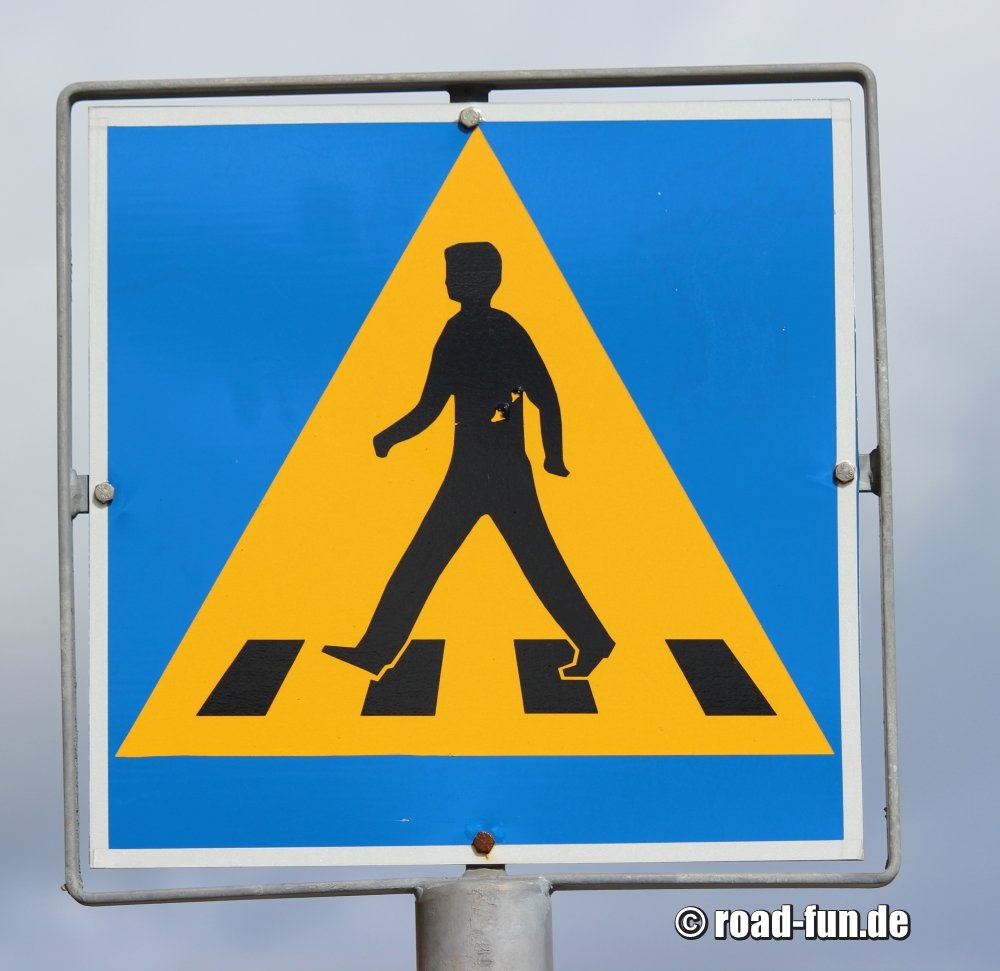 Hinweisschild Island - Fussgaengerueberweg