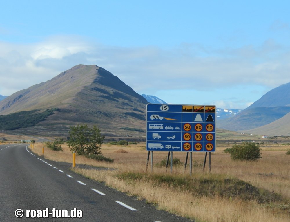 Hinweisschild Island - Geschwindigkeitstafel