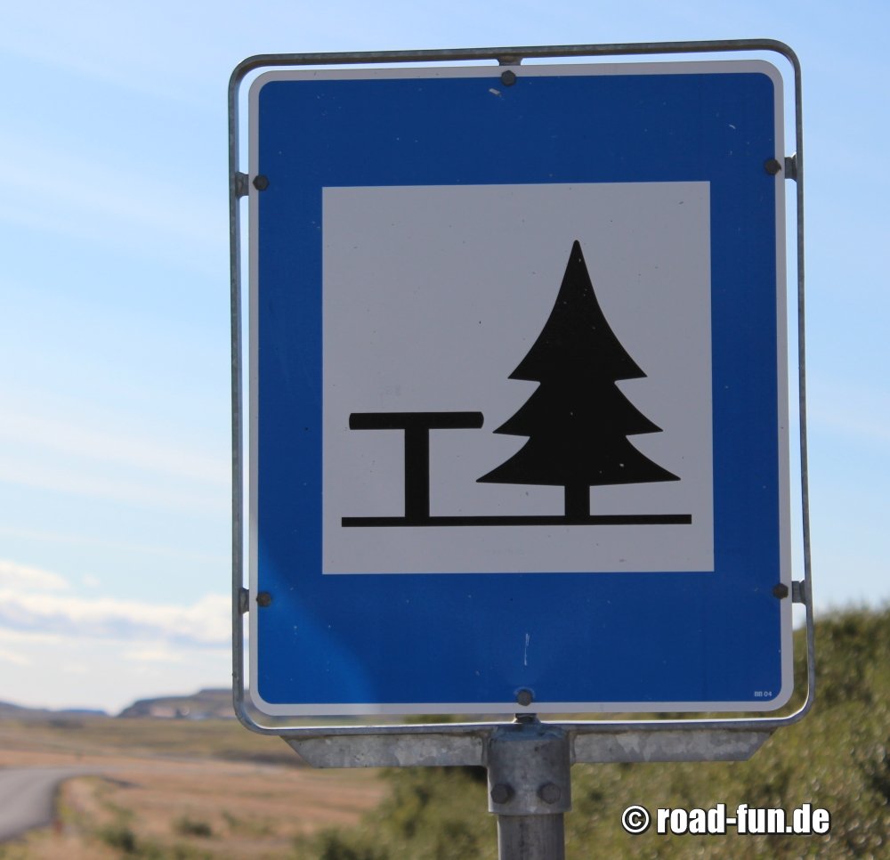 Hinweisschild Island - Rastplatz