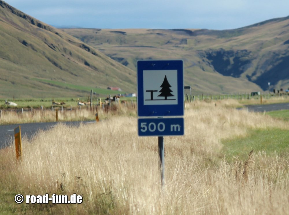 Hinweisschild Island - Rastplatz