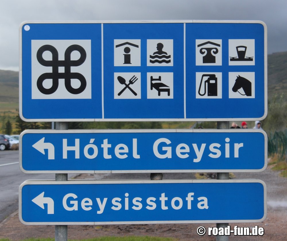 Hinweisschild Island - Tourist Informationen