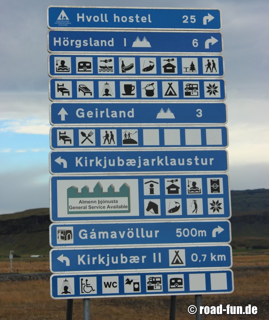 Hinweisschild Island - Tourist Informationen