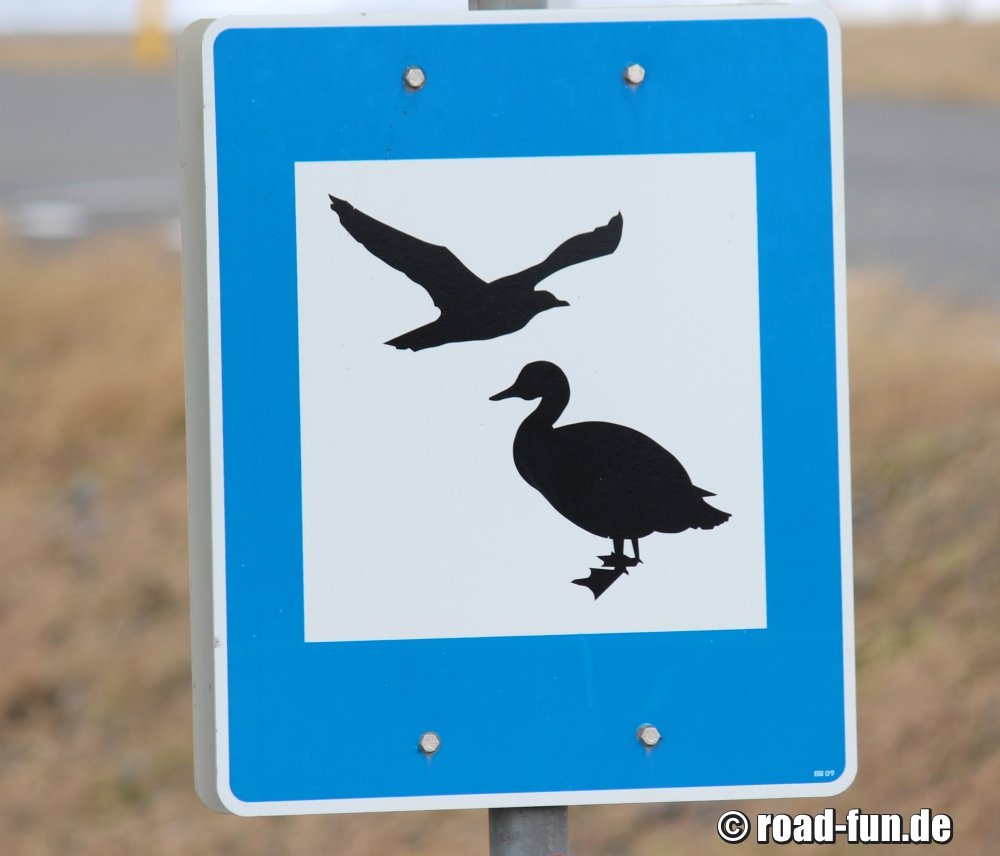 Hinweisschild Island - Vogelschutzgebiet