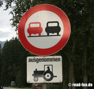 Durchfahrtsverbot Österreich - Überholverbot