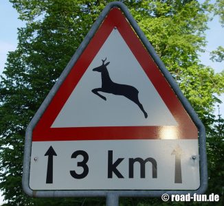 Gefahrenschild Schweiz - Wildwechsel, Rehe