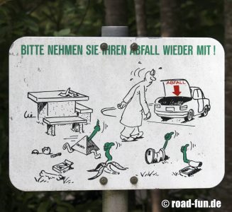Hinweisschild Deutschland - Abfall wieder mitnehmen