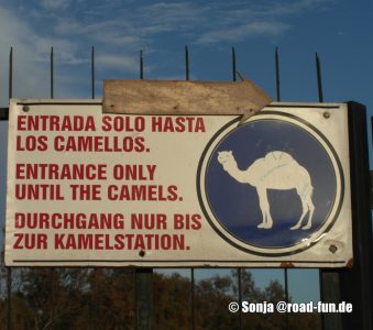 Hinweisschild Spanien (Teneriffa) - Durchgang nur bis zur Kamelstation