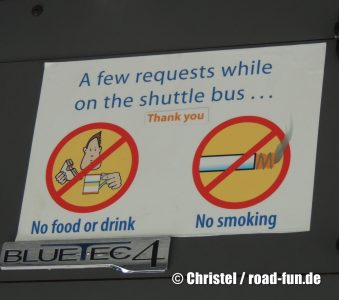 Verbotshinweise Irland - im Bus