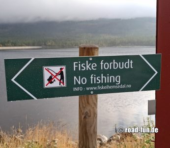 Verbotsschild Norwegen - Angeln verboten 